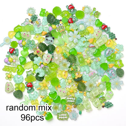 96pcs Rainbow Theme Acrylic Flatback Beads