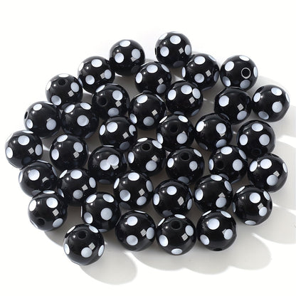 10PCS 16mm Multicolor Resin White Dot Bead Set