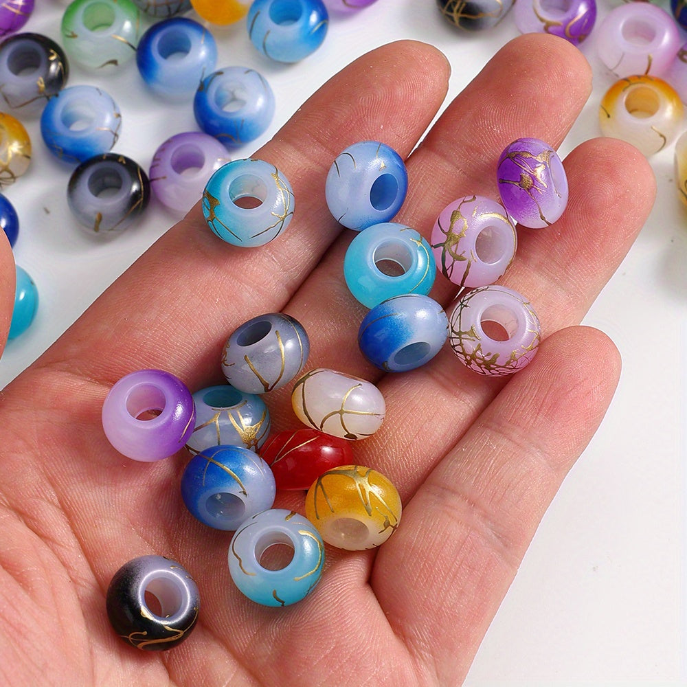 30pcs 9x14mm Golden Wire Acrylic Large Hole Beads