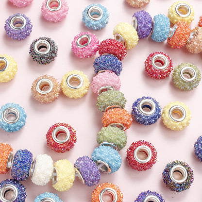Colorful Flower Acrylic Large Hole Spacer Beads
