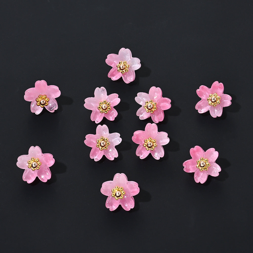 20pcs 10mm Colorful Gradient Glass Flower Beads