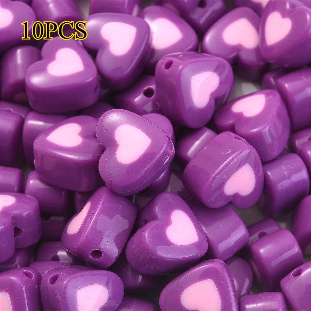 10pcs 17x15mm Sandwich Heart Acrylic Beads