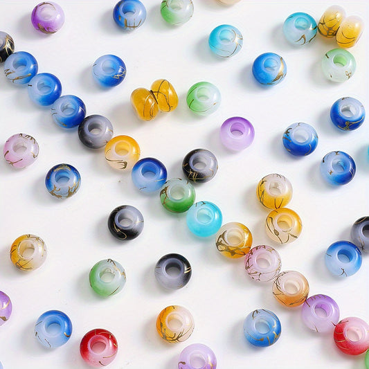 30pcs 9x14mm Golden Line Gradient Acrylic Round Beads