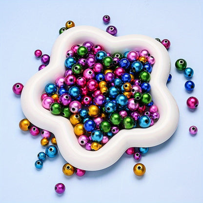 50/100/200pcs 8/10/12mm Colorful Round Acrylic Glossy Beads