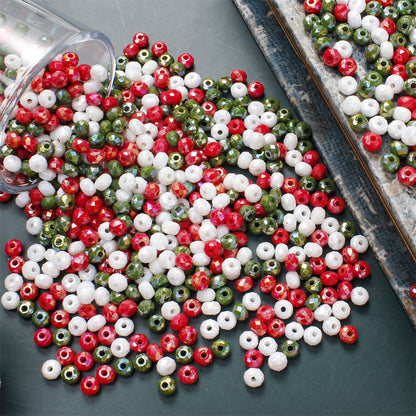 2000pcs 6mm Christmas Acrylic Faceted Wheel Beads