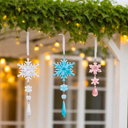 18-Piece Christmas Transparent Snowflake & Waterdrop Acrylic Pendants