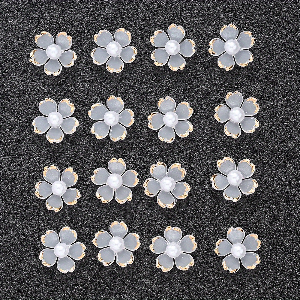 30pcs/set Transparent White Acrylic Cherry Blossom Flower Beads
