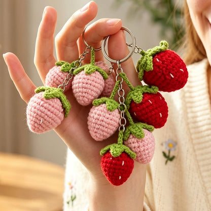 12PCS Hand-Crocheted Strawberry Charm Set