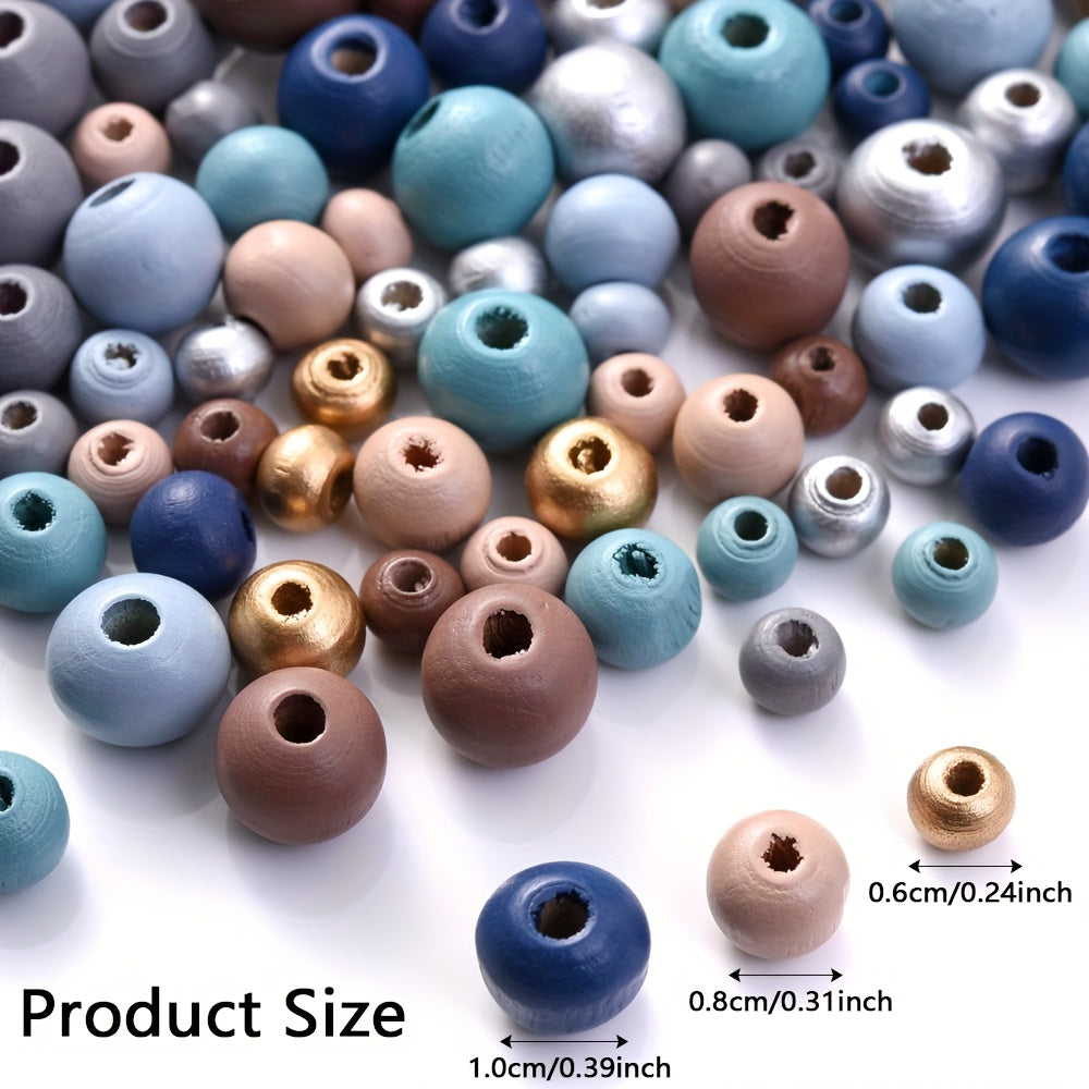 Natural Blue and Gold Wooden Beads