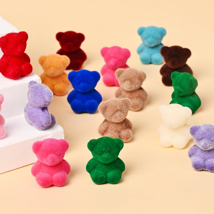 5pcs 15x18mm Resin Flocking Bear Beads