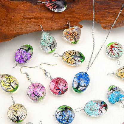 16-Piece Dried Flower Glass Pendant Charms