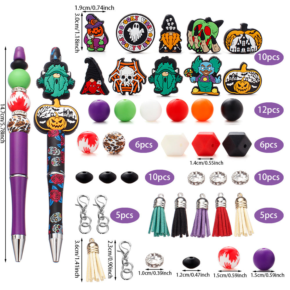 Mix Style Silicone Beads Set with Beading Pens