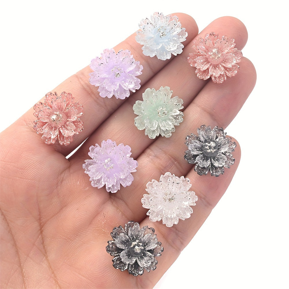 20PCS 17mm Luminous Flower Acrylic Bead Set