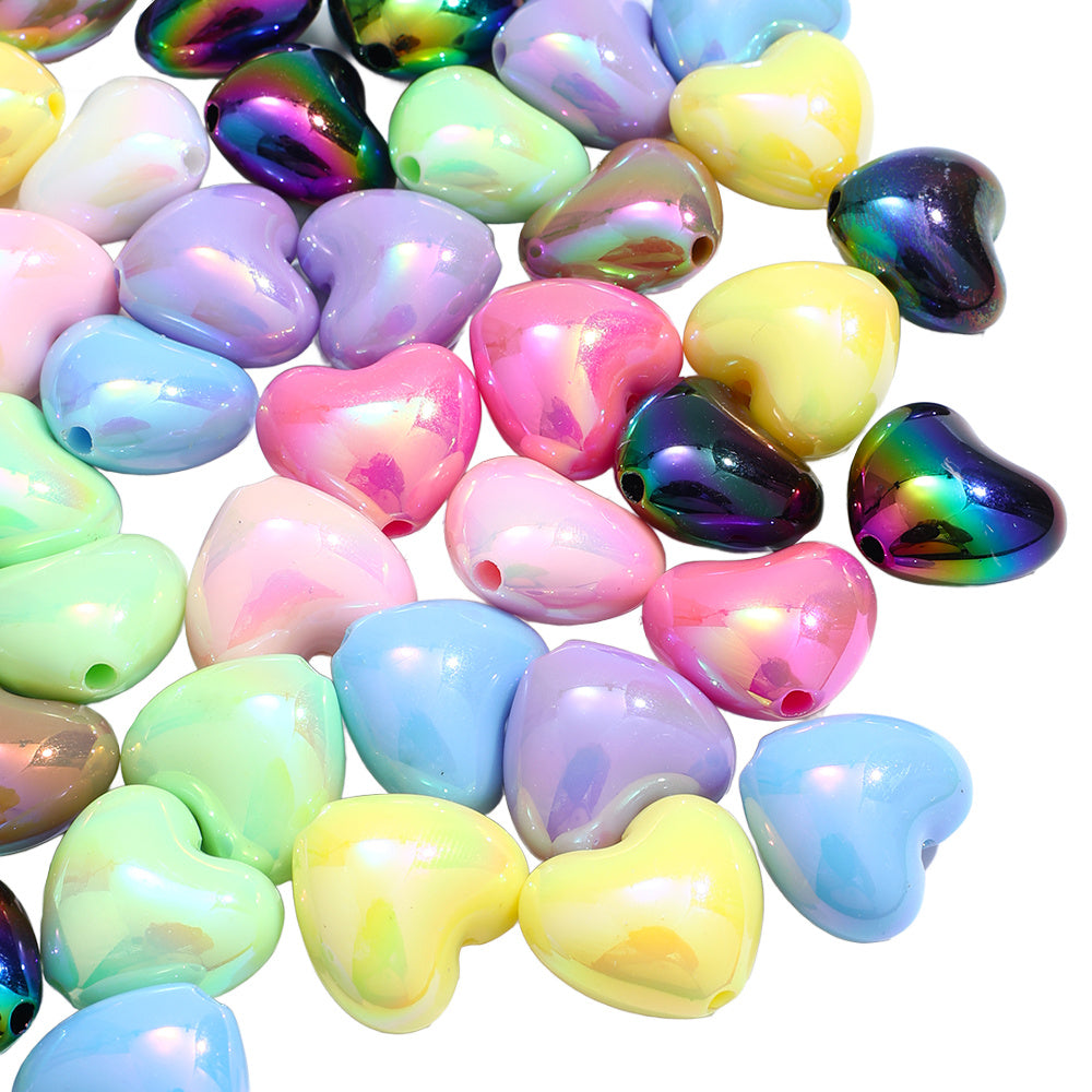AB Mixed Color Fat Heart Acrylic Beads
