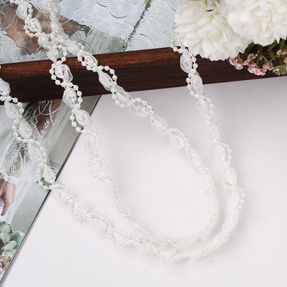 1 m Apricot Flower Pearl Embroidered Lace Trim