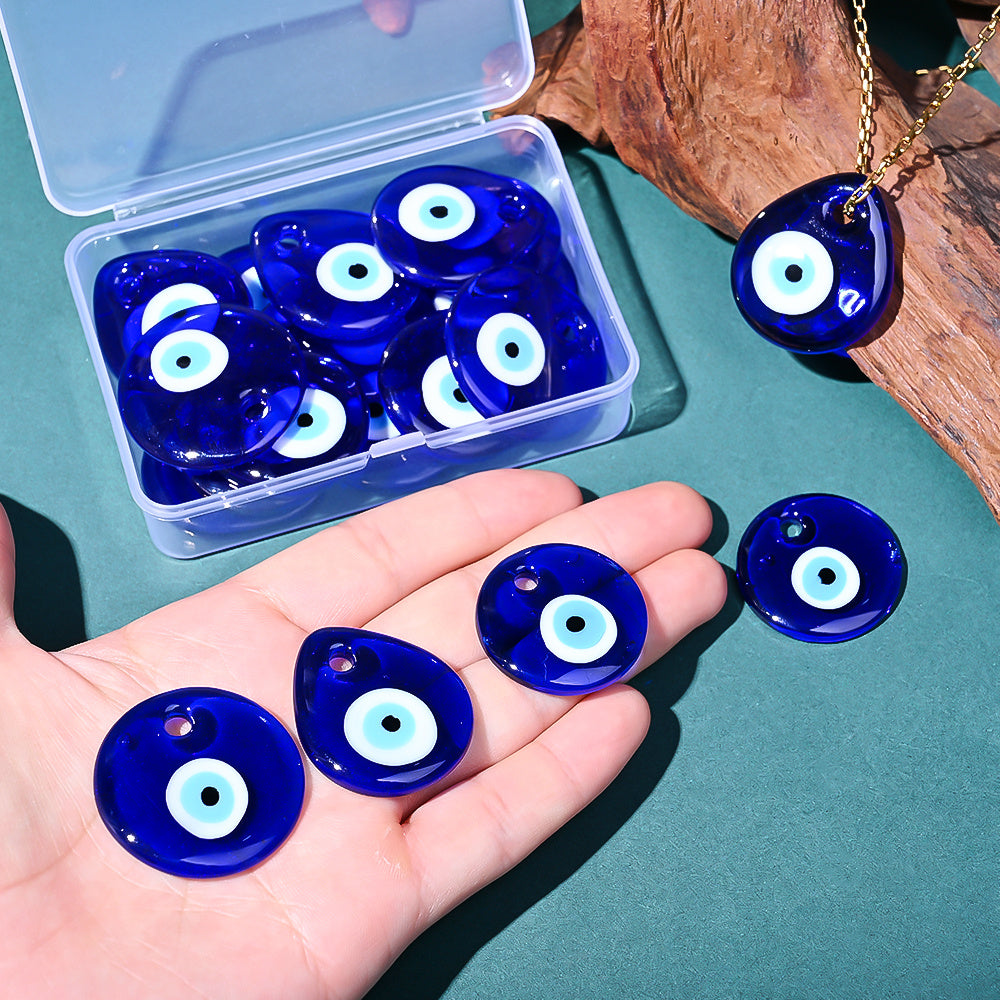 15PCS Blue Evil Eye Glaze Charm Set