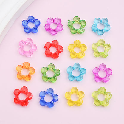 100pcs 13mm Translucent Flower Acrylic Beads
