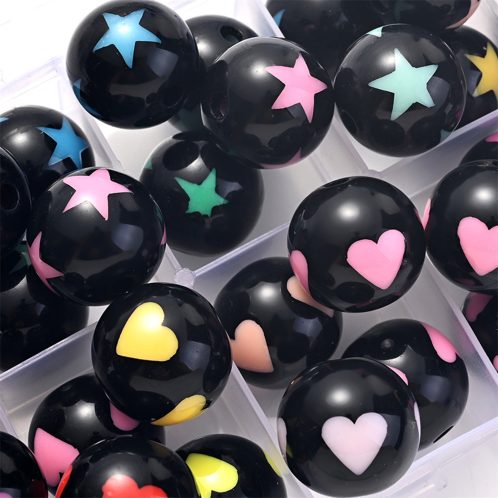 Valentine's Day Star Heart Acrylic Spacer Beads