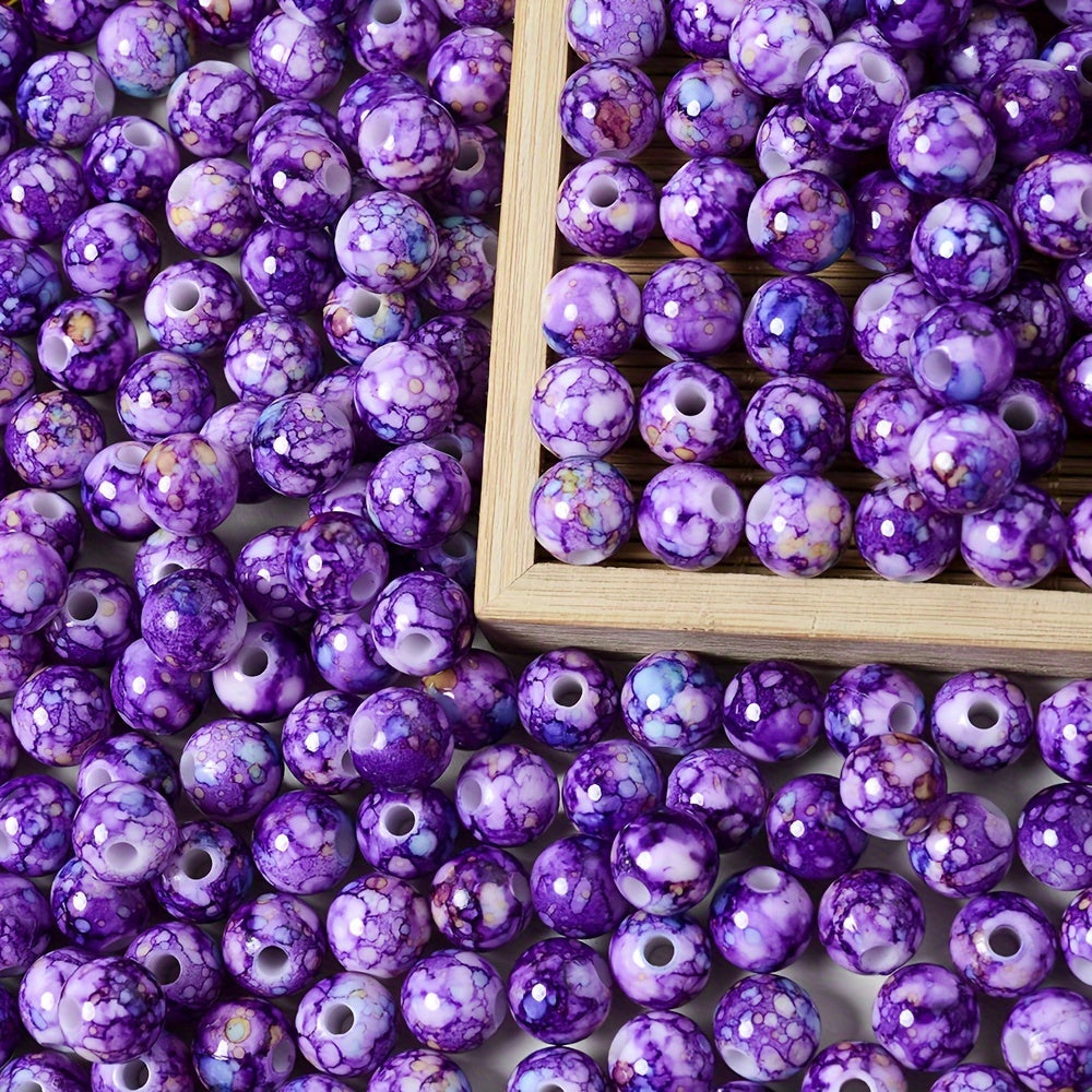 8 mm Mixed Color Cracked Acrylic Beads