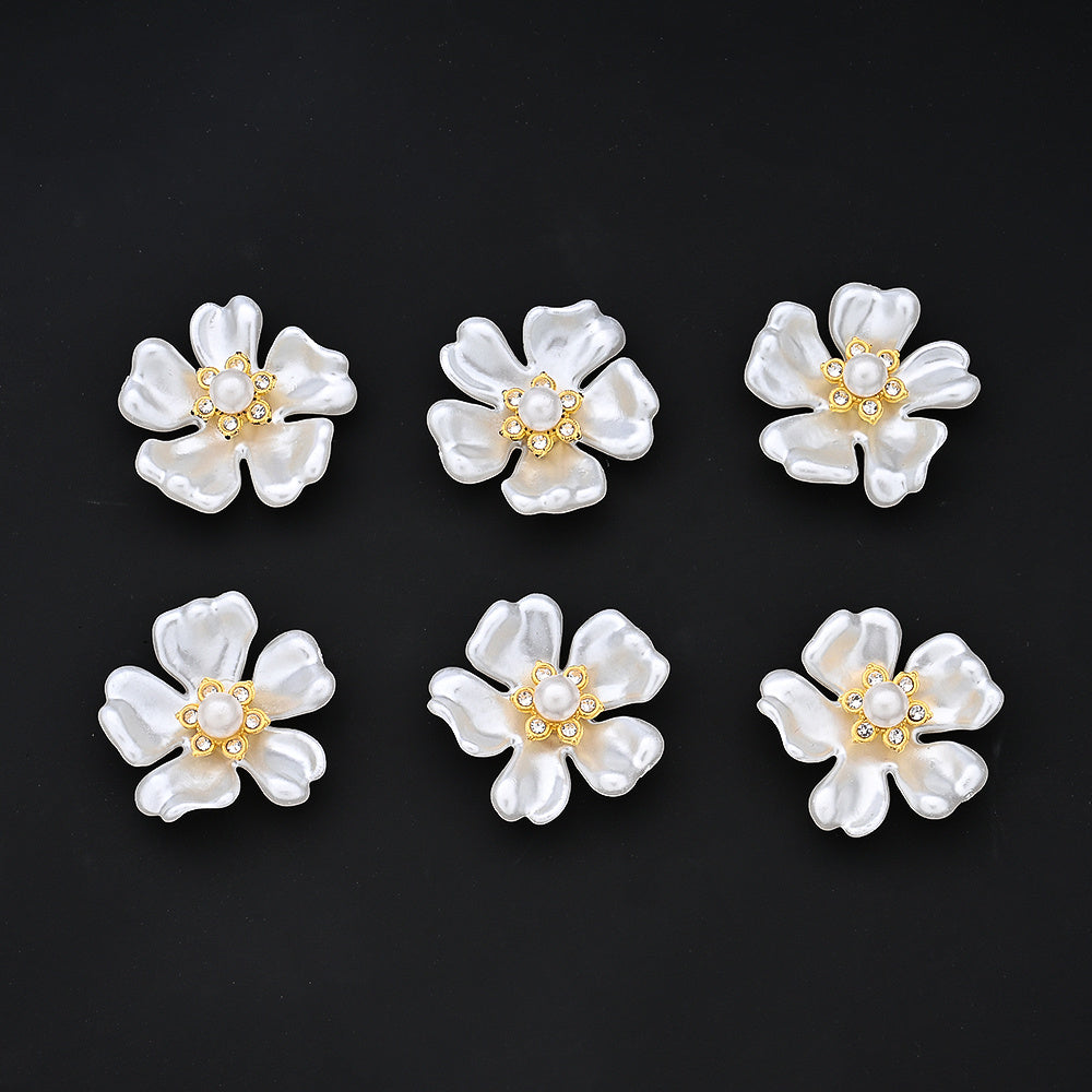 White Acrylic Flower Flatback Beads