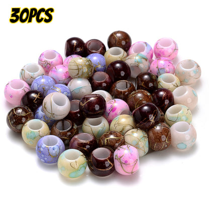 30pcs 10x8mm Multicolor Round Acrylic Dotted Beads