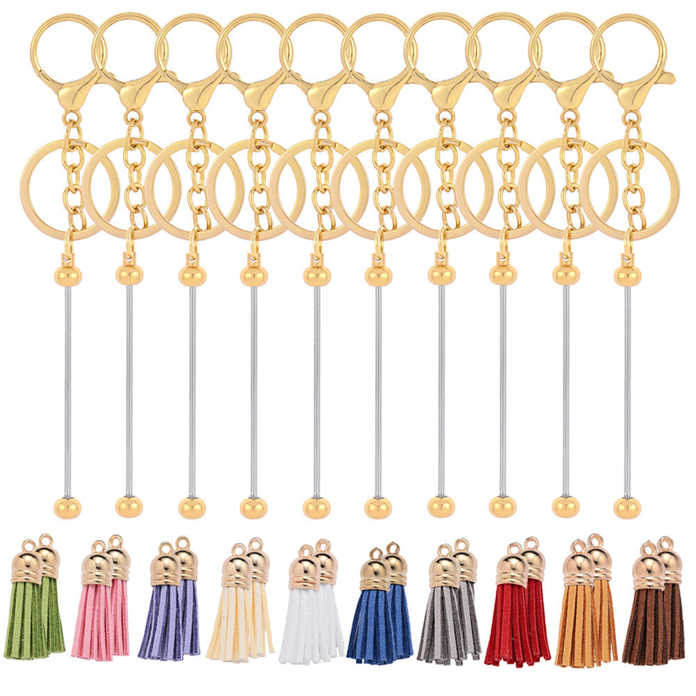 Beadable Keychain Set with Tassel Charms