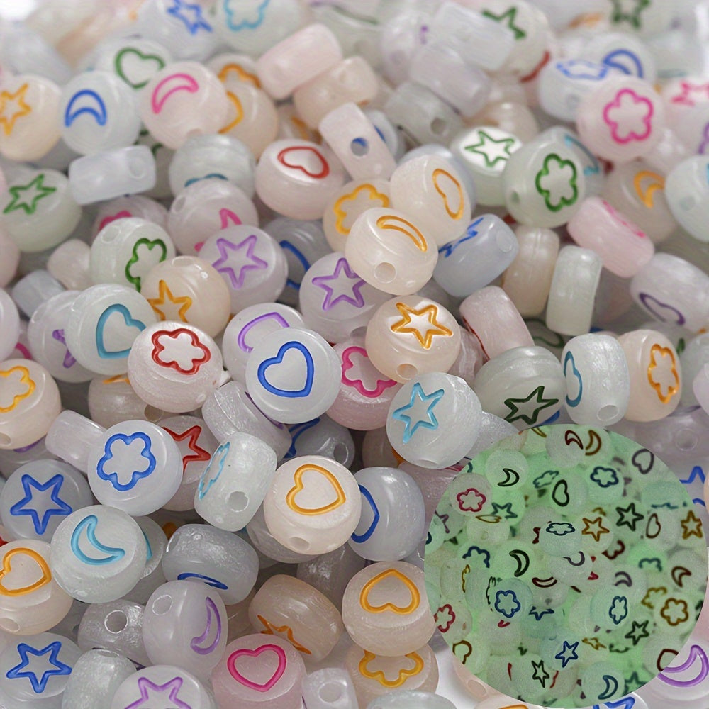 100pcs Luminous Mixed Shape Acrylic Beads