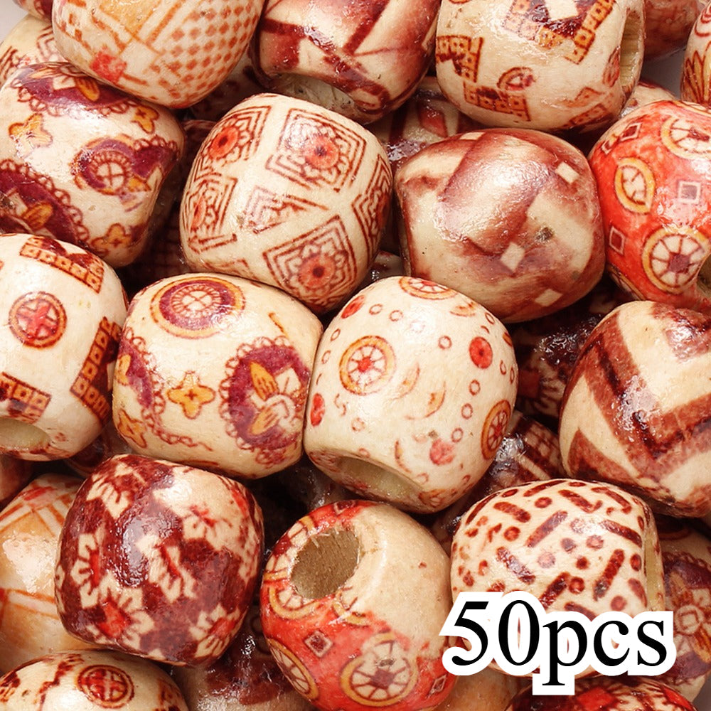 50/100-Piece Tribal Style Multicolor Wooden Spacer Beads