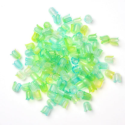 2026 New Arrival 10×11mm Gradient Flower Acrylic Bead Caps