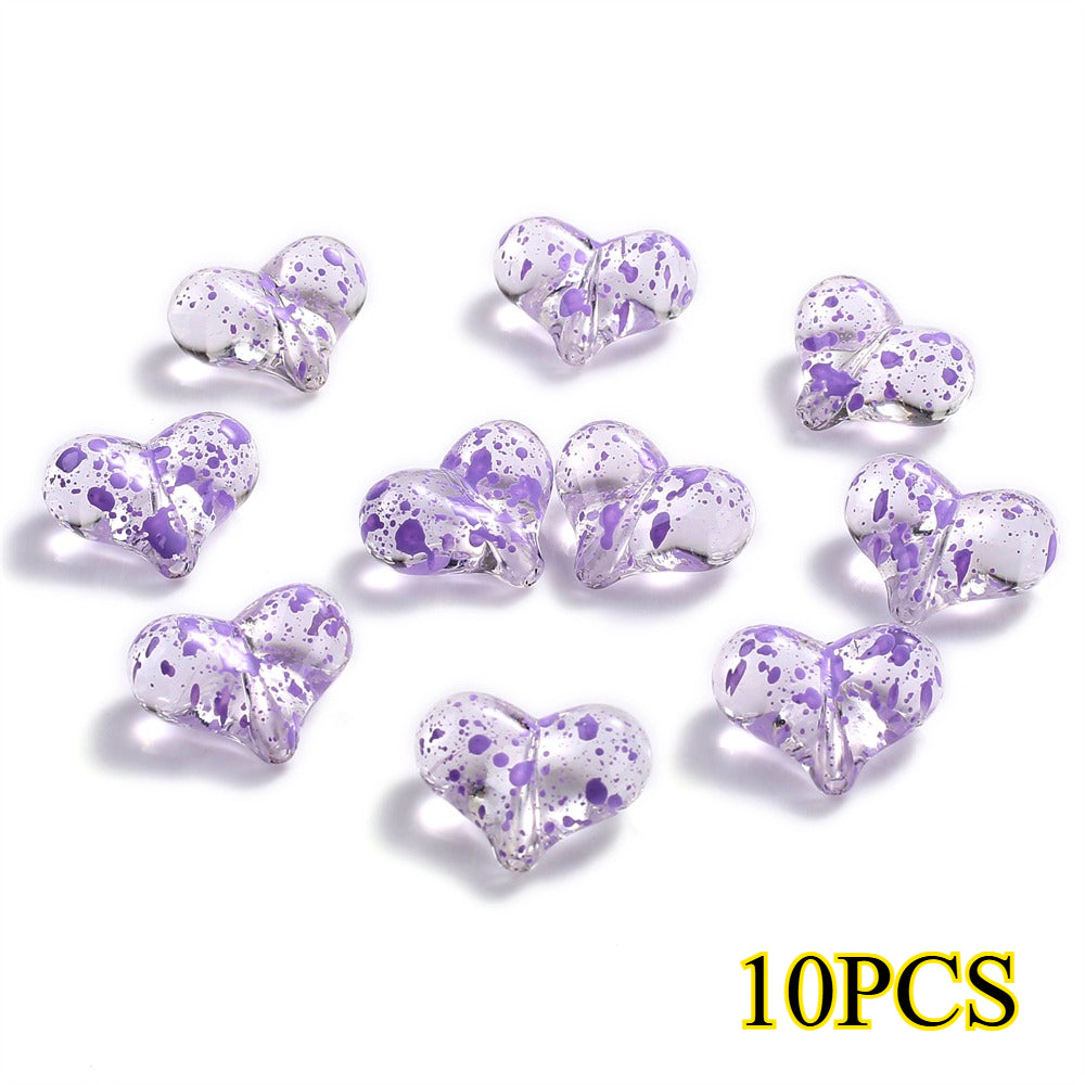 10pcs 17x21mm Starry Sky Heart Acrylic Beads