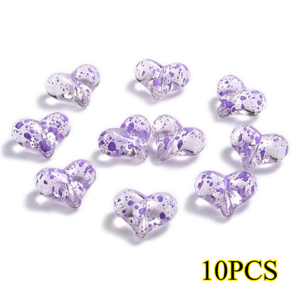 10pcs 17x21mm Starry Sky Heart Acrylic Beads