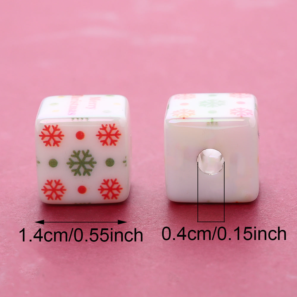10pcs/set 14mm Christmas Square Acrylic Focal Beads