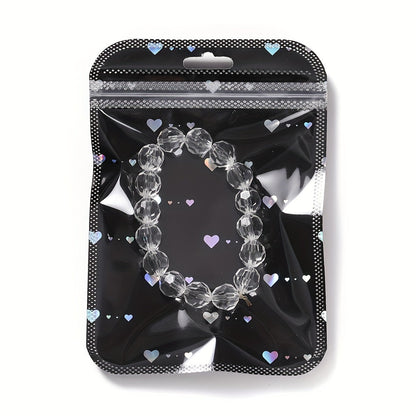 50-Piece Black & White Heart Jewelry Gift Bags