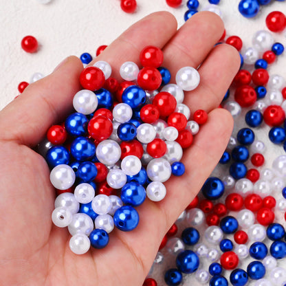 100/200/500-Piece Patriotic Red, White & Blue Faux Pearl Beads