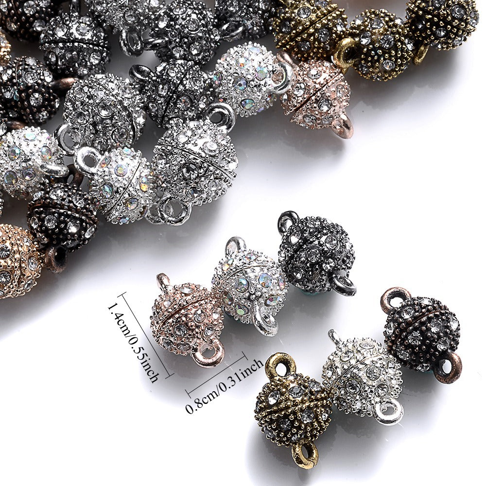 5 Pairs 14×8mm Rhinestone Magnetic Jewelry Clasps