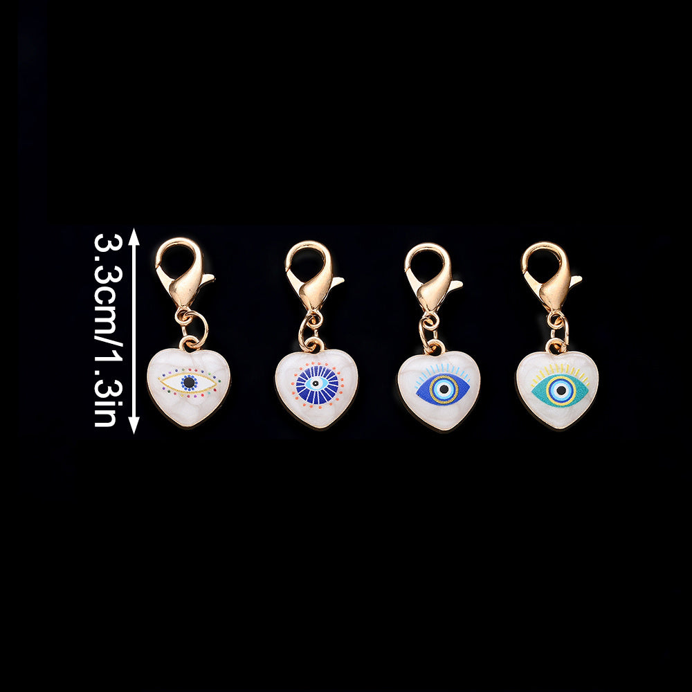 12PCS Blue & White Evil Eye Enamel Keychain Set