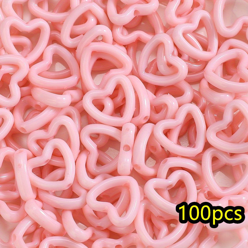 100pcs 15x16mm Macaron Color Heart Frame Wrapped Beads