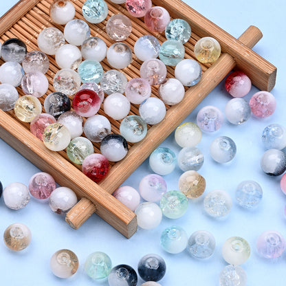 100pcs 8mm Translucent Crackle Glass Beads