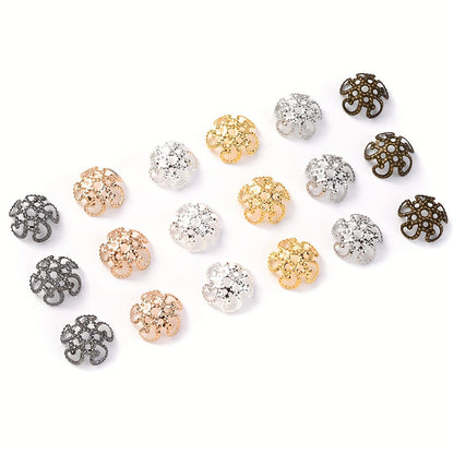 100PCS 9mm Flower Circle Metal-Plated Bead Cap Set