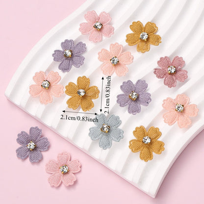 2.1x2.1 cm Rhinestone Flower Sewing Patches