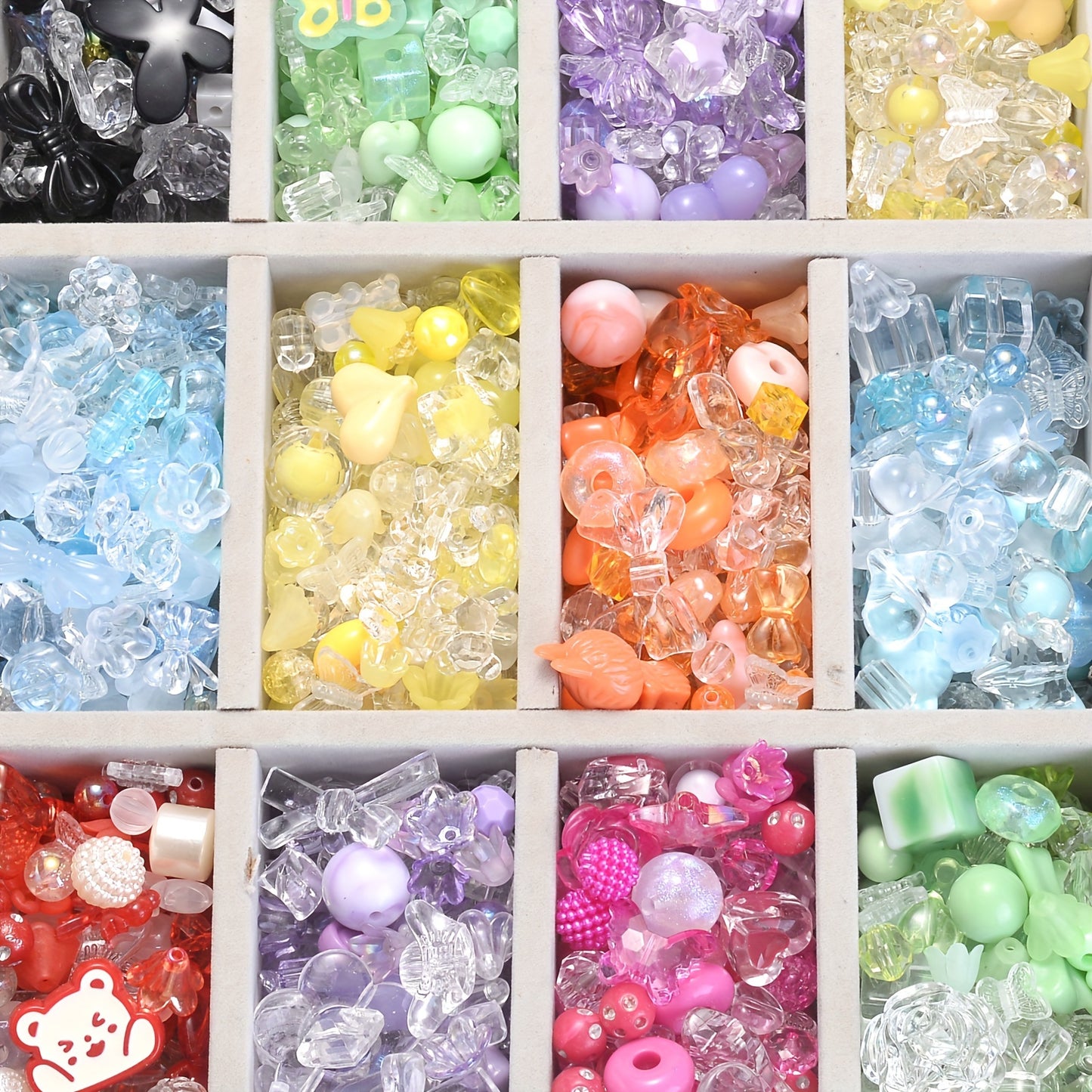 50g Mixed Acrylic Bowknot Heart Star Spacer Beads