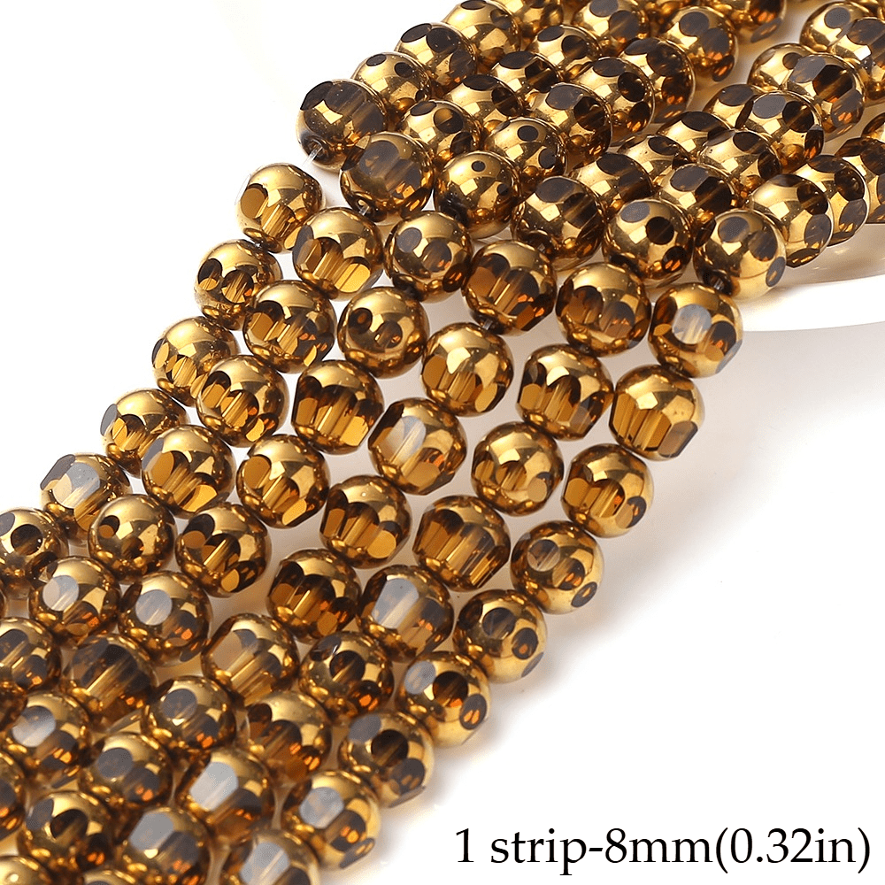 1/3strip 8-Faceted Synthetic Crystal Glass Bead, Random Color Flat Round