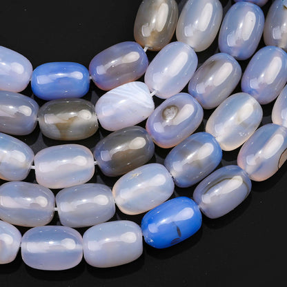 28pcs/strand 10x14mm Natural Agate Barrel Beads