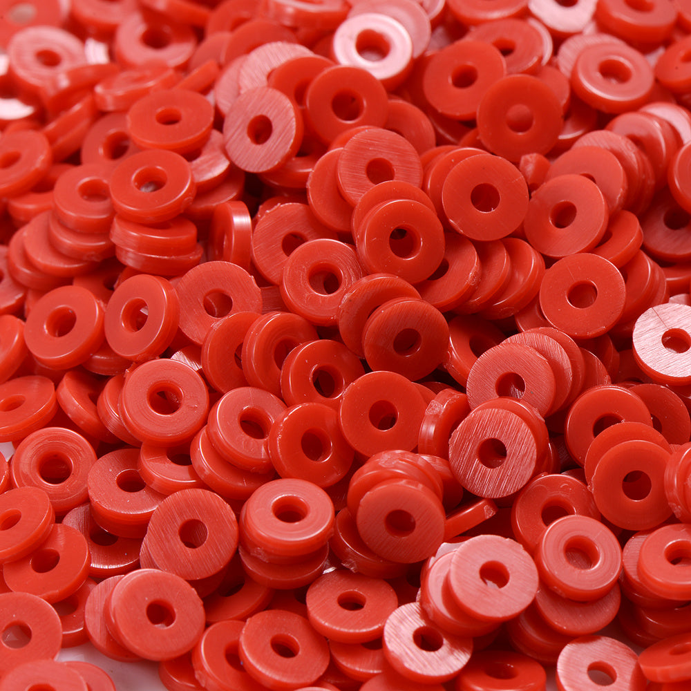 300pcs 6mm Green & Red Flat Disc Clay Beads