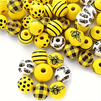Bee Series Striped Wooden Beads