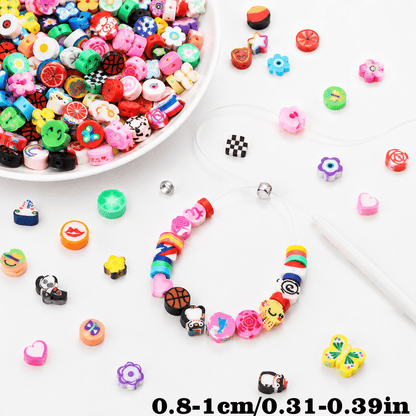 440pcs Colorful Polymer Clay Beads Set, Mixed Shapes & Patterns (Flowers