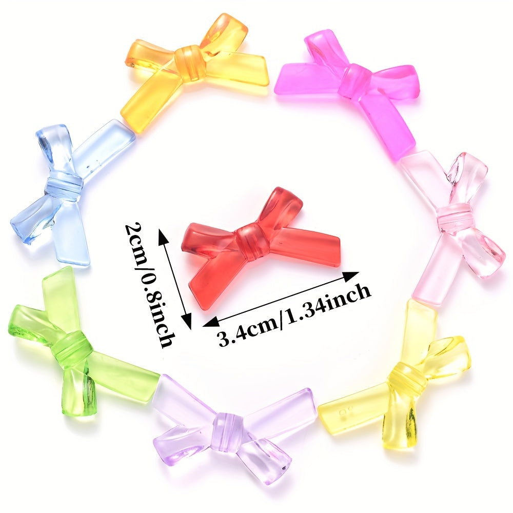 20/50PCS 2×3.4cm Transparent Bow Acrylic Embellishment Beads