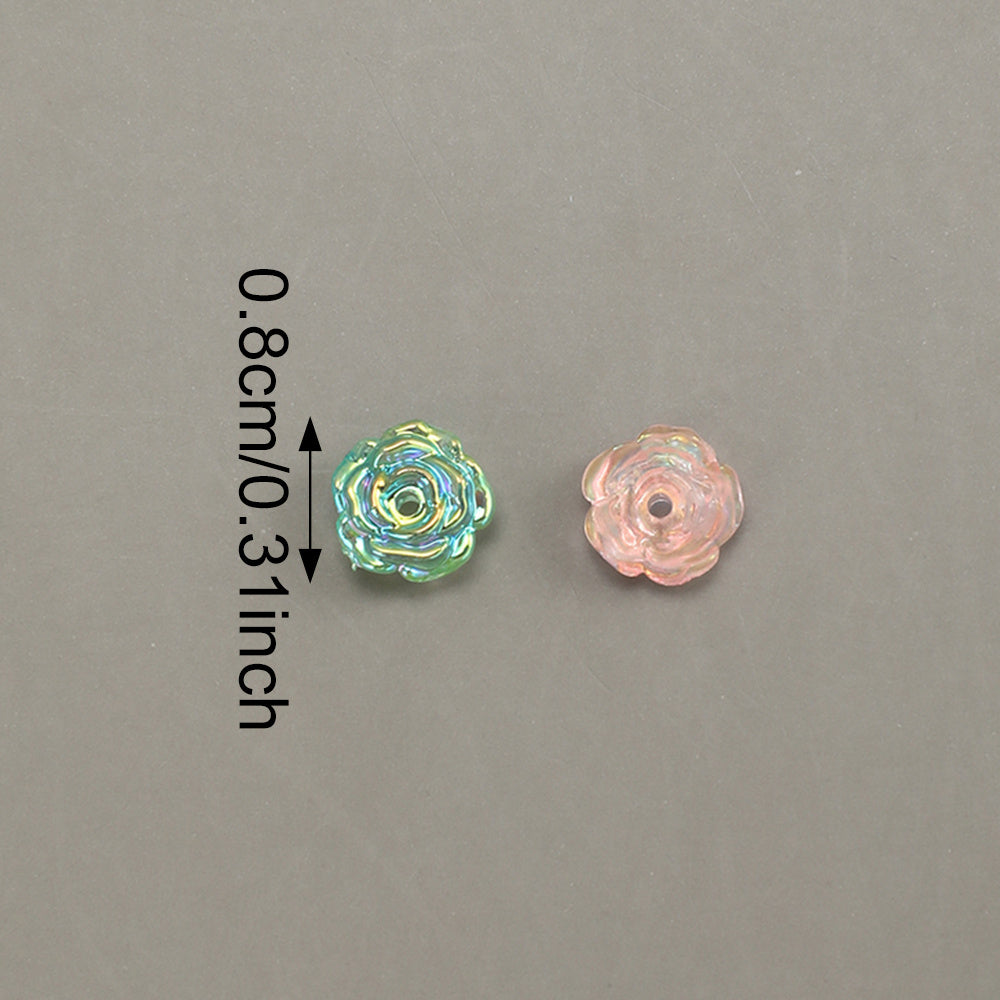 50pcs 8mm Glow-in-the-Dark Acrylic Flower Beads