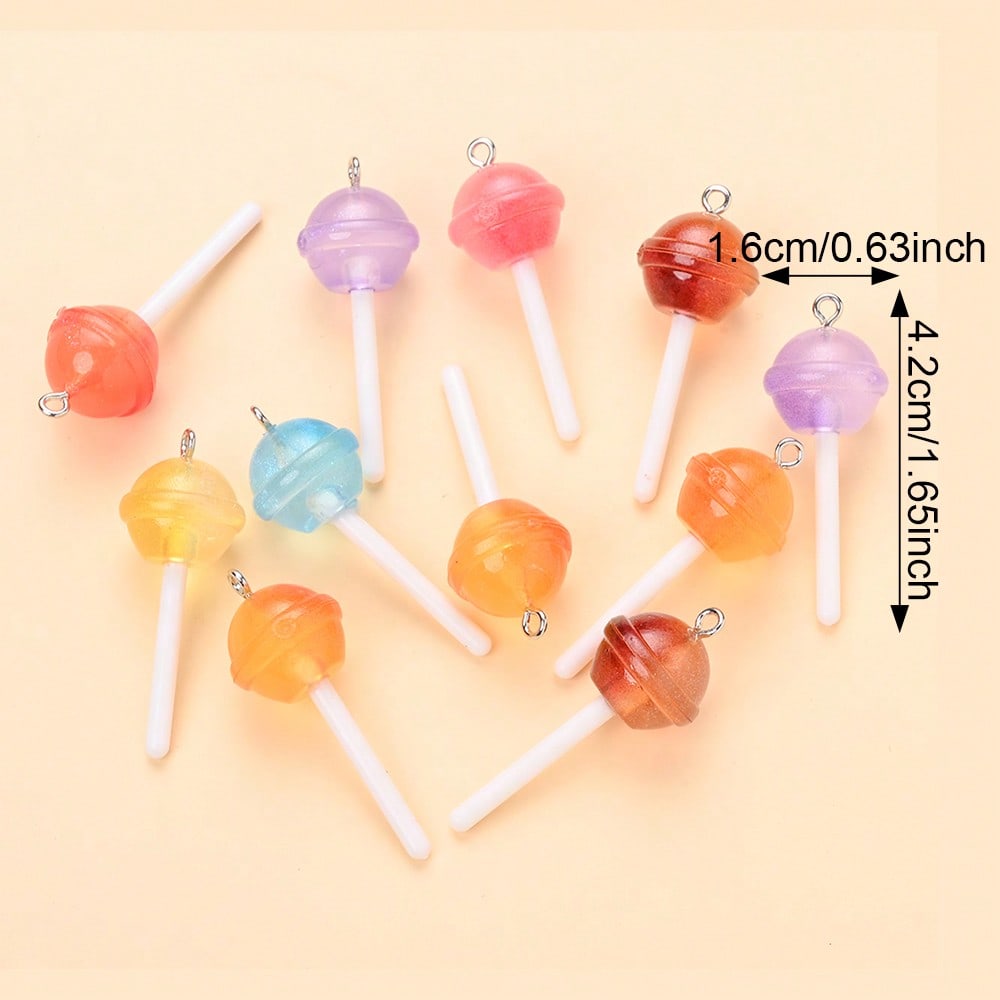Glow-in-the-Dark Resin Lollipop Heart Star Charms