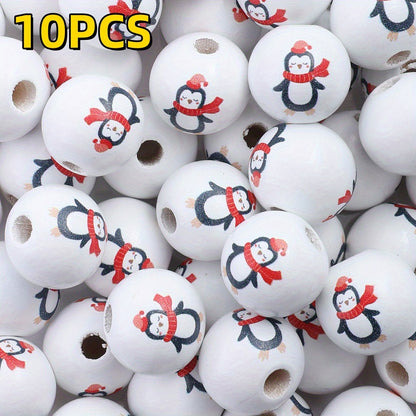 10pcs/set 16mm Christmas Wooden Beads
